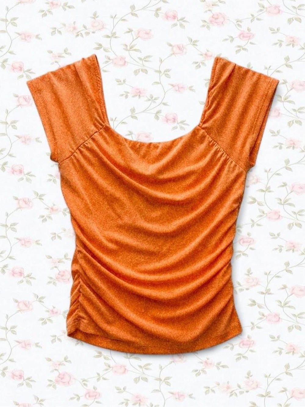 Ragdoll Orange Scoop-Neck Ruched Crop Top